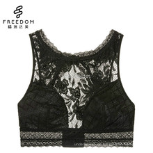 2017 neue design damen sexy schiere spitze hoch hals drahtlose beautyful bh zurück design tauchen gepolstert crop top bh bralette